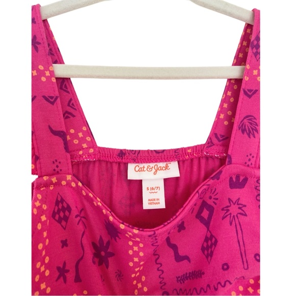 (NWOT) Cat & Jack Kids Hot Pink Bandana Print Maxi Dress - Picture 4 of 6